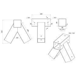 Rohová spojka na hojdačku pre hranol 80x80mm, pozink Rohová spojka na hojdačku pre hranol 80x80mm, pozink